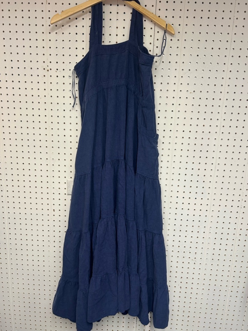 Free People Catch The Breeze Navy Button-Tie Tiered Maxi Dress - Picture 6 of 11